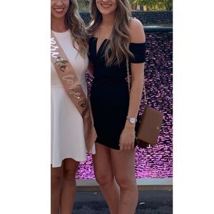 Lulus v wire black mini dress